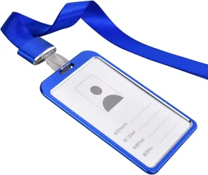 10pcs Aluminum Badge Holder with Badge Lanyard and Removable Collar Lanyard for ID Card,Work Card,Badge Clip,Name Tag(Blue:10pcs)