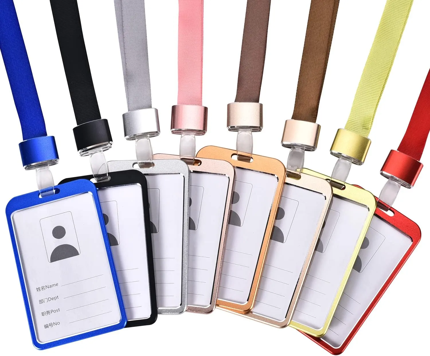 10pcs Aluminum Badge Holder with Badge Lanyard and Removable Collar Lanyard for ID Card,Work Card,Badge Clip,Name Tag(Blue:10pcs)