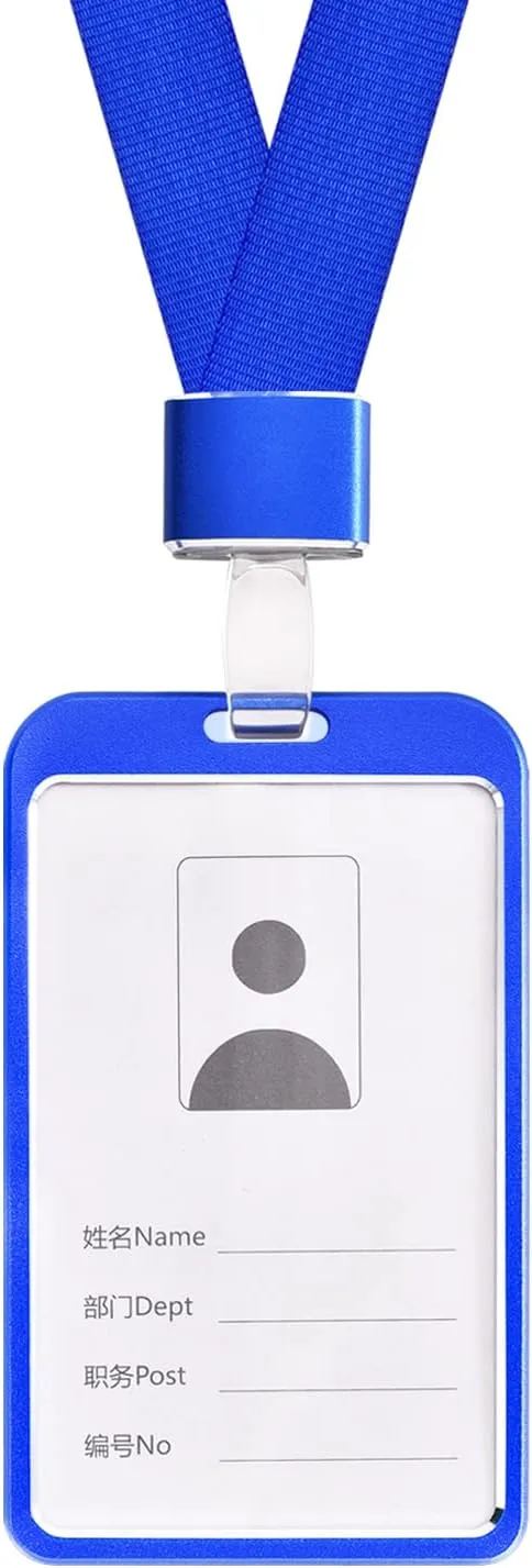 10pcs Aluminum Badge Holder with Badge Lanyard and Removable Collar Lanyard for ID Card,Work Card,Badge Clip,Name Tag(Blue:10pcs)