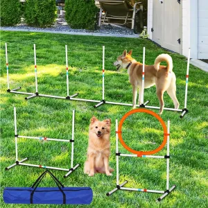 3 Pack Dog Agility Jumps with Carry Bag, Adjustable Height Dog Jumping Hurdles for Indoor & Outdoor Training, Sturdy & Portable Dog Agility Course Equipment (3 Pack)