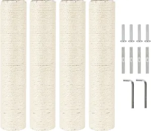 4 Pcs 2.9in 7.4cm Diameter Cat Tree Scratching Post Sisal Replacement Pole Parts (M8, 13.8in/35cm)