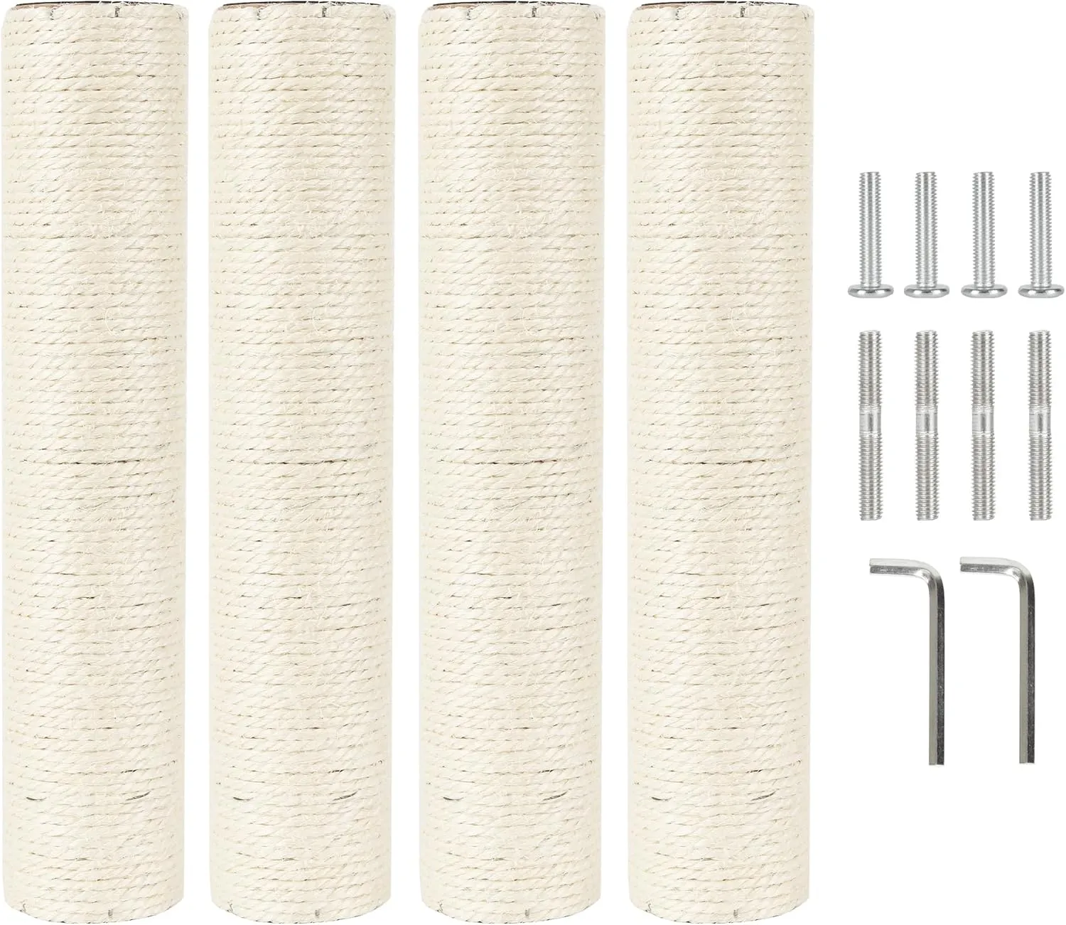 4 Pcs 2.9in 7.4cm Diameter Cat Tree Scratching Post Sisal Replacement Pole Parts (M8, 13.8in/35cm)