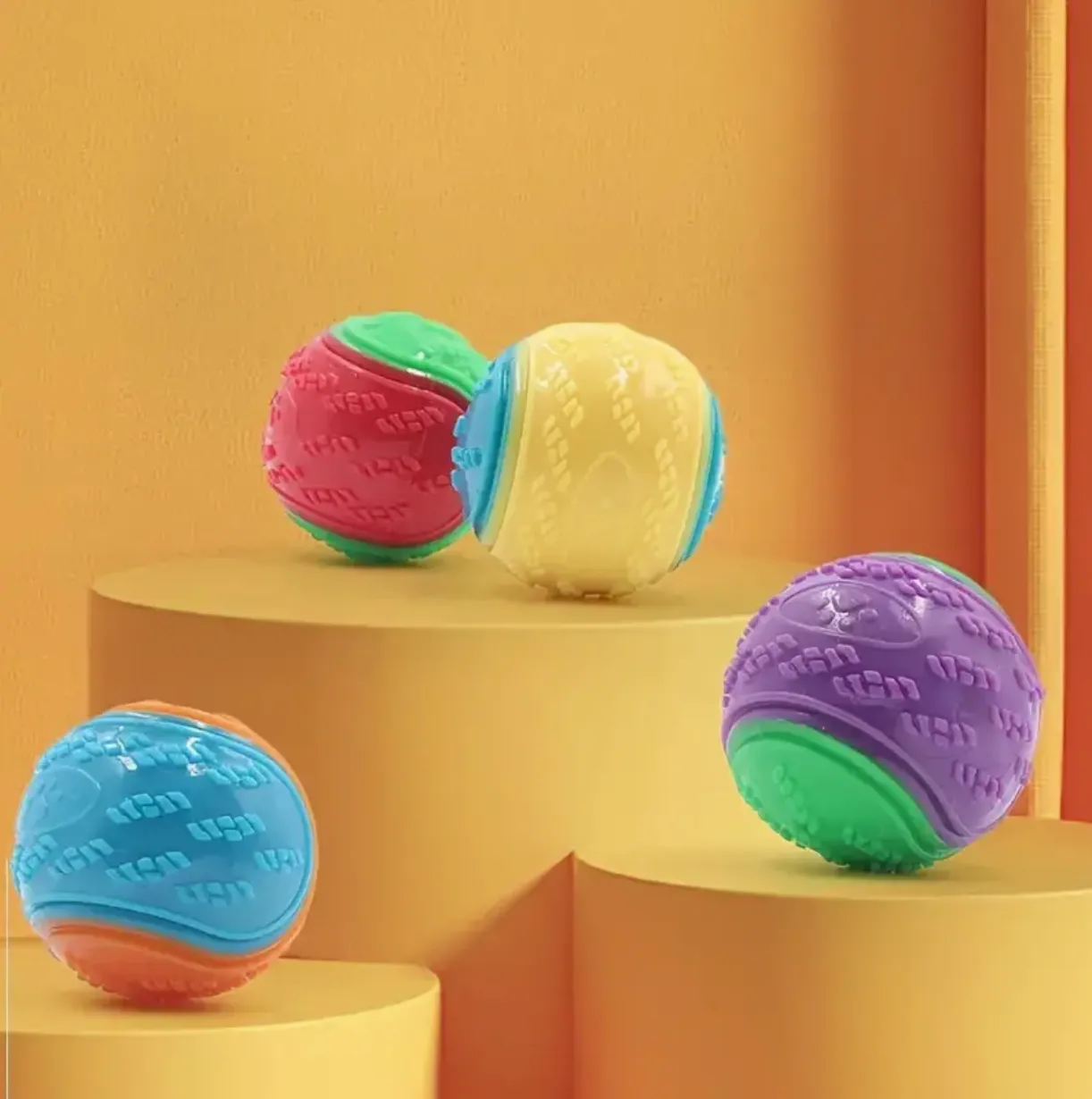 6PC SQUEAKY DURABLE RUBBER CHEW BALLS