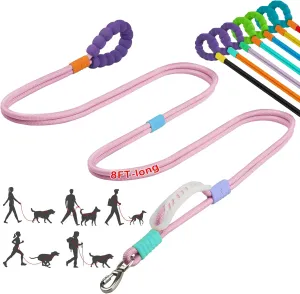 8FT Heavy Duty Dog Leash for Medium & Large Dogs - 2 Comfortable Traffic/Padded Handles, Hands-Free Hip, Waist, Crossbody Design, Ideal for Walking, Running, Training, Jogging