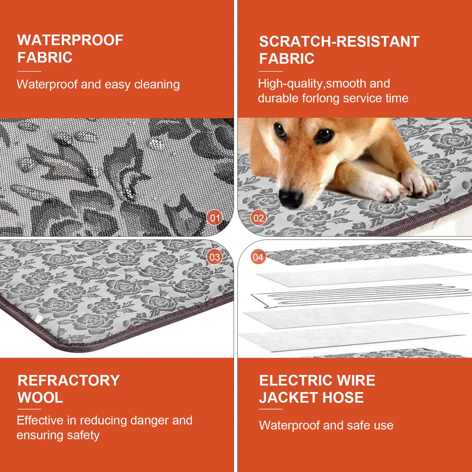 Adjustable Pet Heating Pad with Chew Resistant Steel Cord