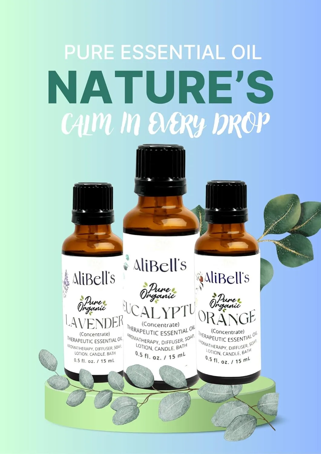 AliBell's- Lemon Grass Oil Essential Oil - Essential Oils for Soap Making - 15 ml Undiluted Therapeutic Grade A Organic Concentrate for Any Use, Energize with Pet Safe Fresh Lemony Scent