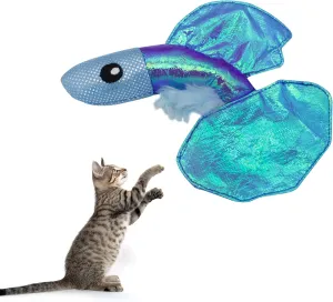 Andiker Cat Catnip Toys,Crinkle Catnip Fish with Rustling Shiny Crinkle Paper and Natural Catnip,Cat Interactive Toys for Indoor Cats for Promoting Digestion and Adjusting Emotion (Blue Fish)