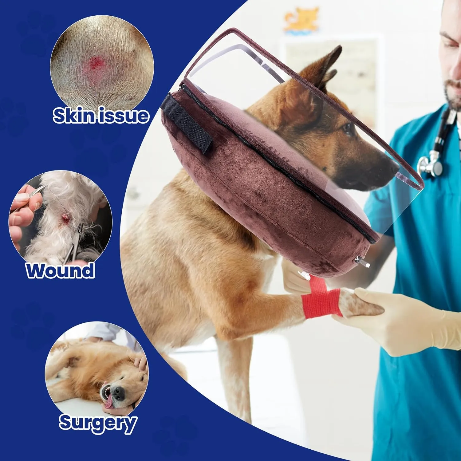 BARKLESS Dog Cone, Inflatable Dog Cone After Surgery for Large Breeds, Soft Surgery Collar with Enhanced Anti-Licking Guard Shield for Pets, Protective Donut Collar