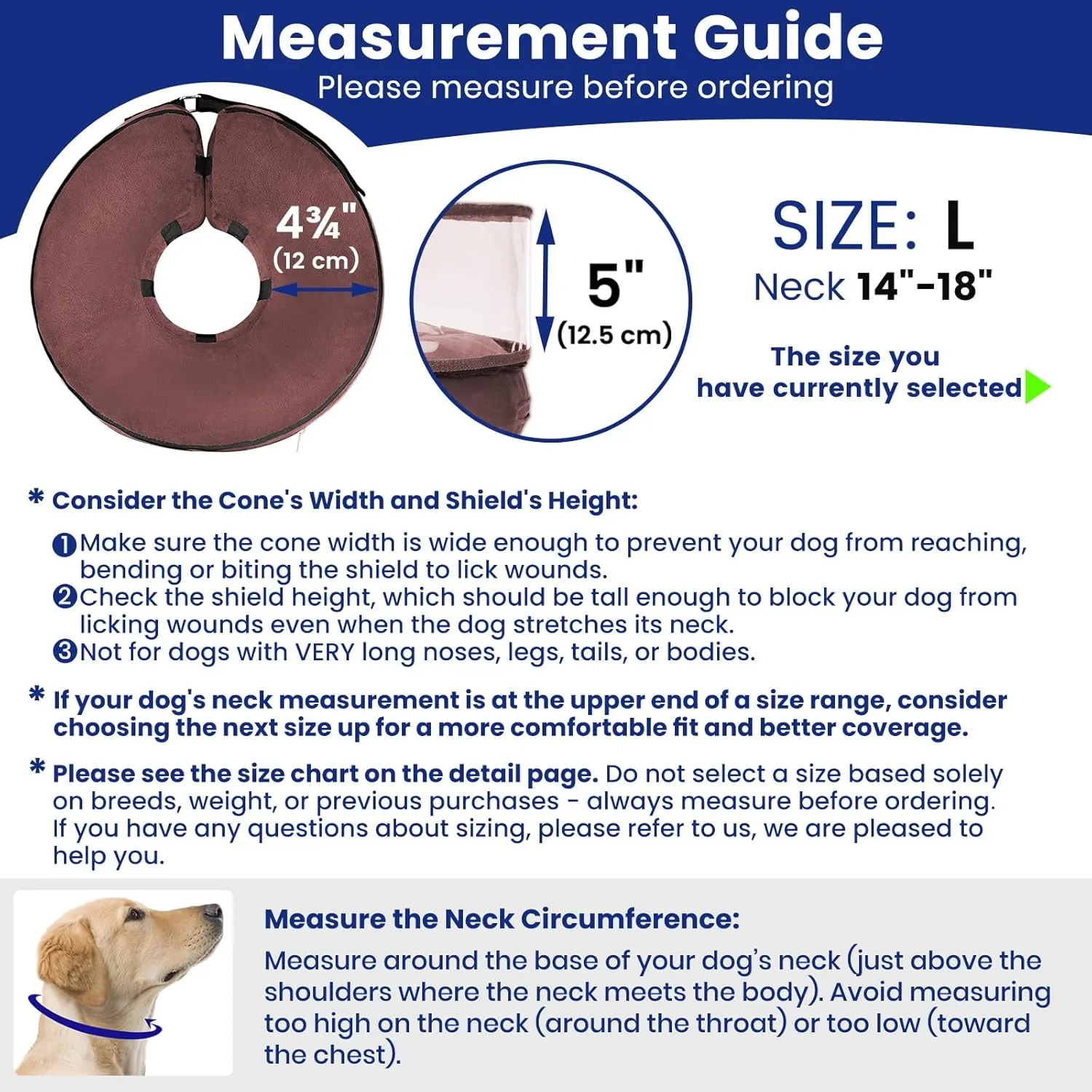 BARKLESS Dog Cone, Inflatable Dog Cone After Surgery for Large Breeds, Soft Surgery Collar with Enhanced Anti-Licking Guard Shield for Pets, Protective Donut Collar