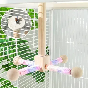 Bird Stand Perch, 360 Rotating Interactive Bird Toy for Cage, Perfect for Parrots, Cockatiels, Budgies (4 Perches)