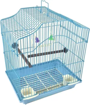 Blue 14-inch Small Parakeet Wire Bird Cage for Budgie Parakeets Finches Canaries Lovebirds Small Quaker Parrots Cockatiels Green Cheek Conure Perfect Bird Travel Cage and Hanging Bird House