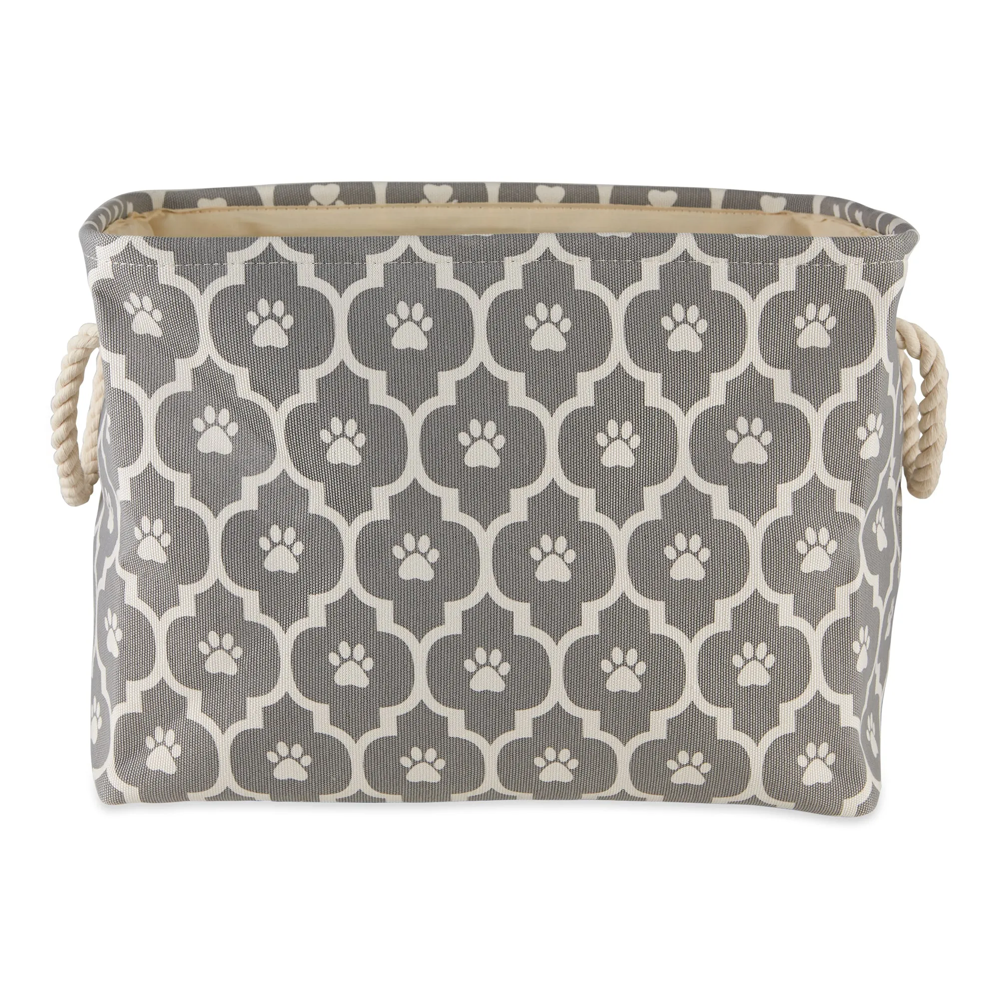 Bone Dry Pet Storage Bin, Lattice Paw Print, Gray, Medium  - 16x10x12"