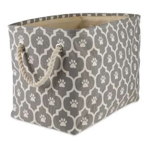 Bone Dry Pet Storage Bin, Lattice Paw Print, Gray, Medium  - 16x10x12"