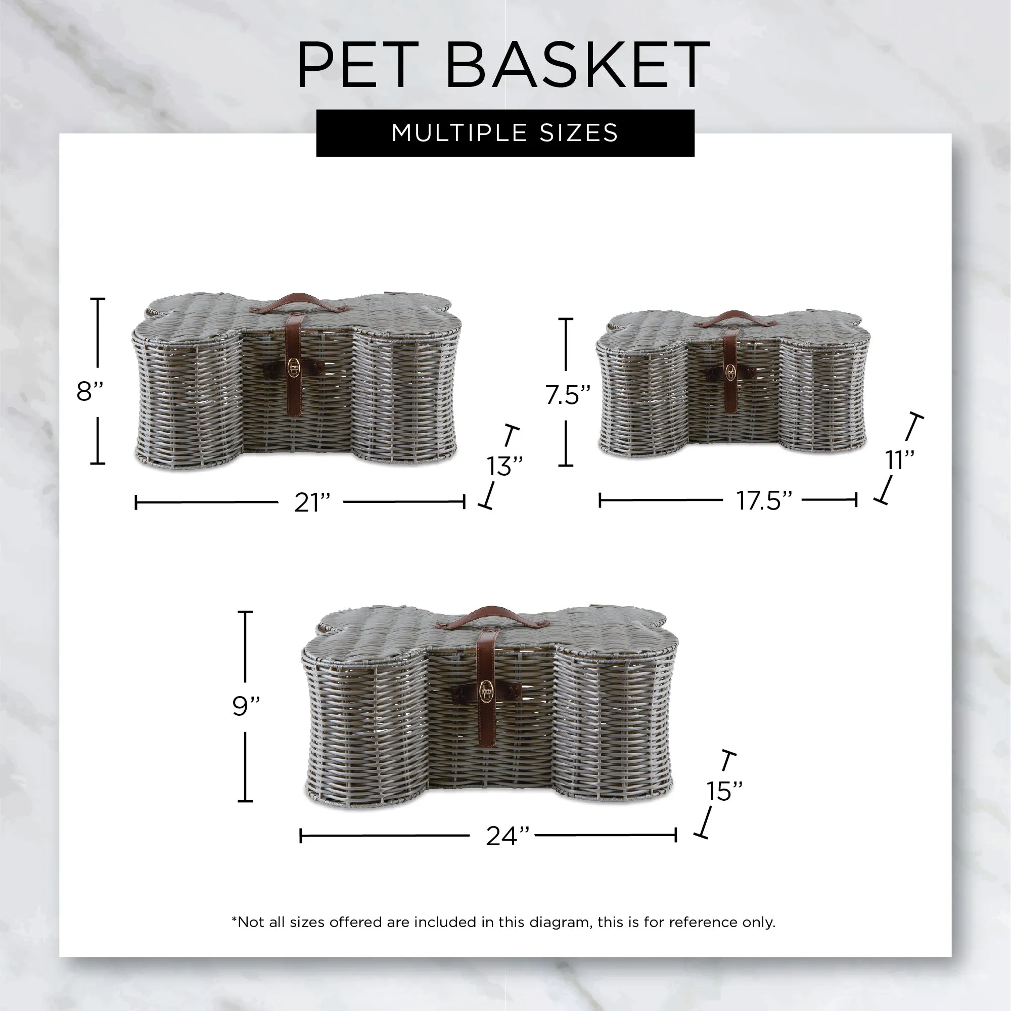 Bone Dry Pet Toy Storage Basket, Bone Shaped, Gray, Medium - 21x13x8"