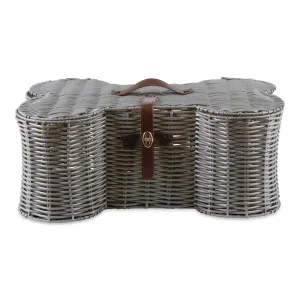 Bone Dry Pet Toy Storage Basket, Bone Shaped, Gray, Medium - 21x13x8"