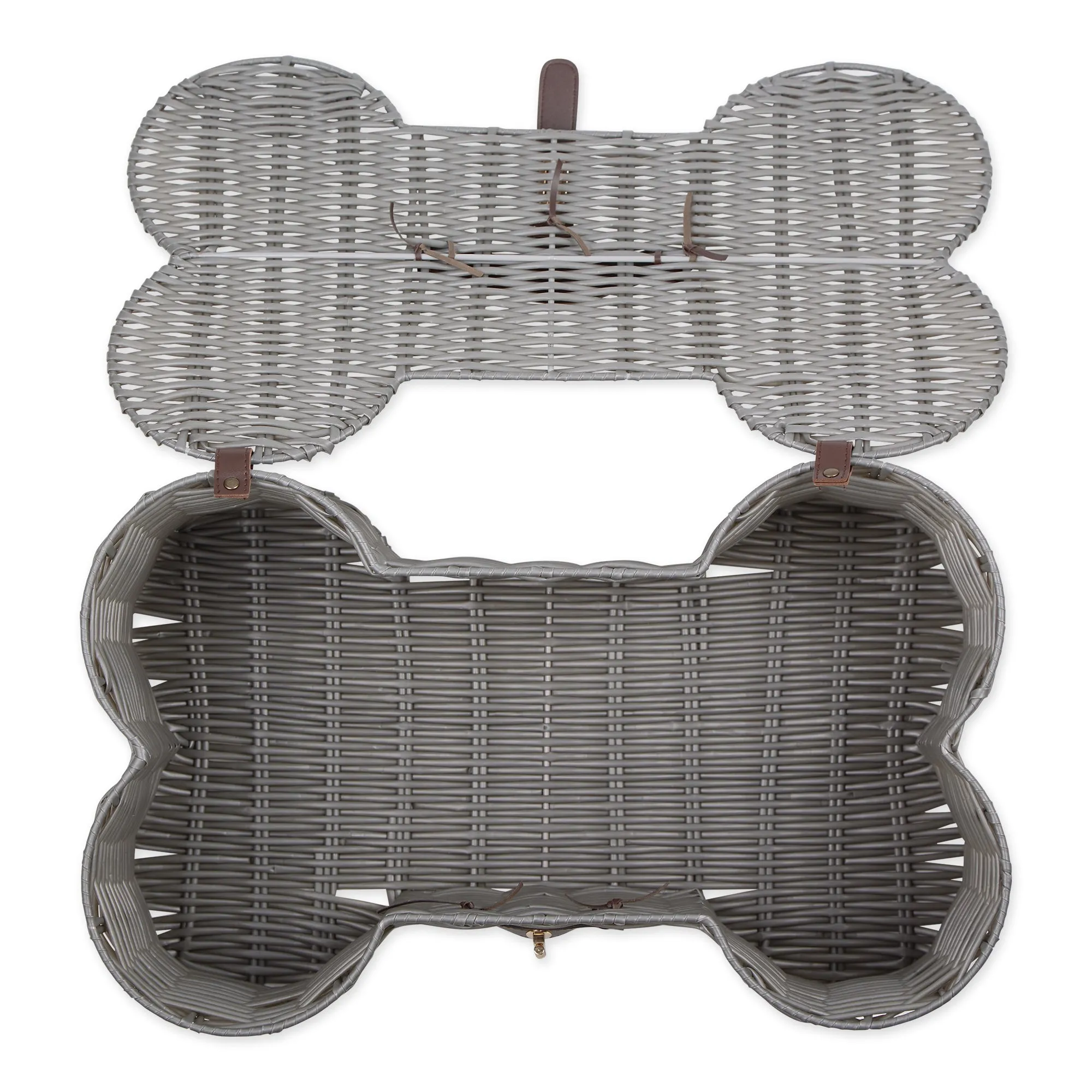 Bone Dry Pet Toy Storage Basket, Bone Shaped, Gray, Medium - 21x13x8"