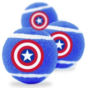 Buckle-Down Squeaky Tennis Ball 3 Pack – Captain America Shield