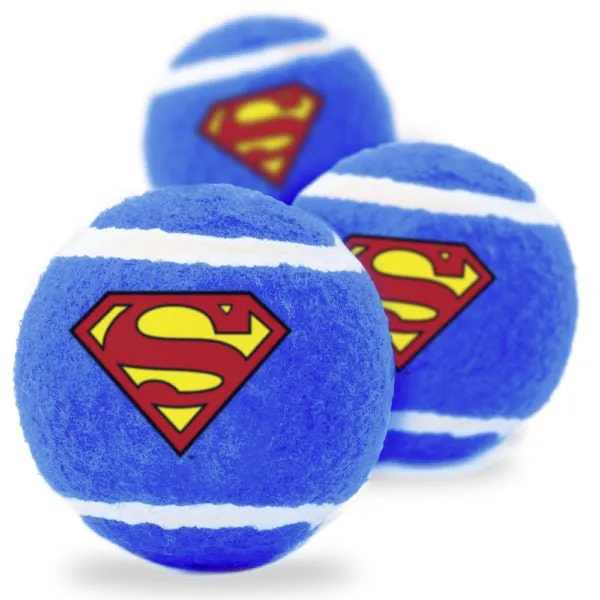 Buckle-Down Squeaky Tennis Ball 3 Pack – Superman Shield