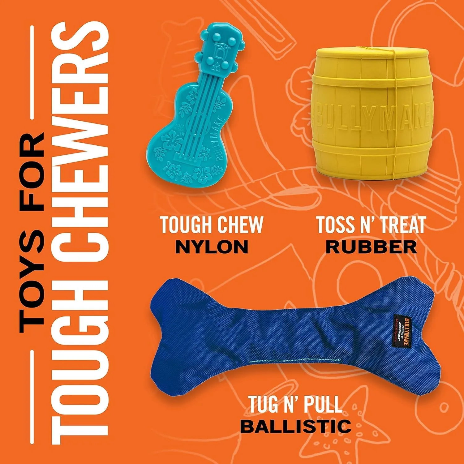 BULLYMAKE  Ballistic Pie Rubber Chew Toy for Dogs  Rubber Toy for Dogs  Made in USA  Treat Stuffing Toy