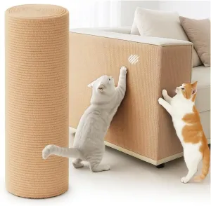 Cat Scratch Mat 78.7"x15.8" Self-Adhesive Carpet Mat Scratch Furniture Protector DIY Climbing Cat Scratcher and Cat Tree Shelves for Furniture, Sofa, Wall, Couch, Door, Corner (Beige)