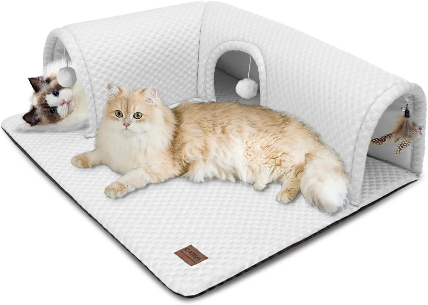 CATISM Cat Tunnel, Cat Carpet Tunnel, Cat Tunnels for Indoor Cats, Cat Tunnel Rug, Detachable Cat Tunnel, Cat Bed Tunnel, Cat Tube for Cats