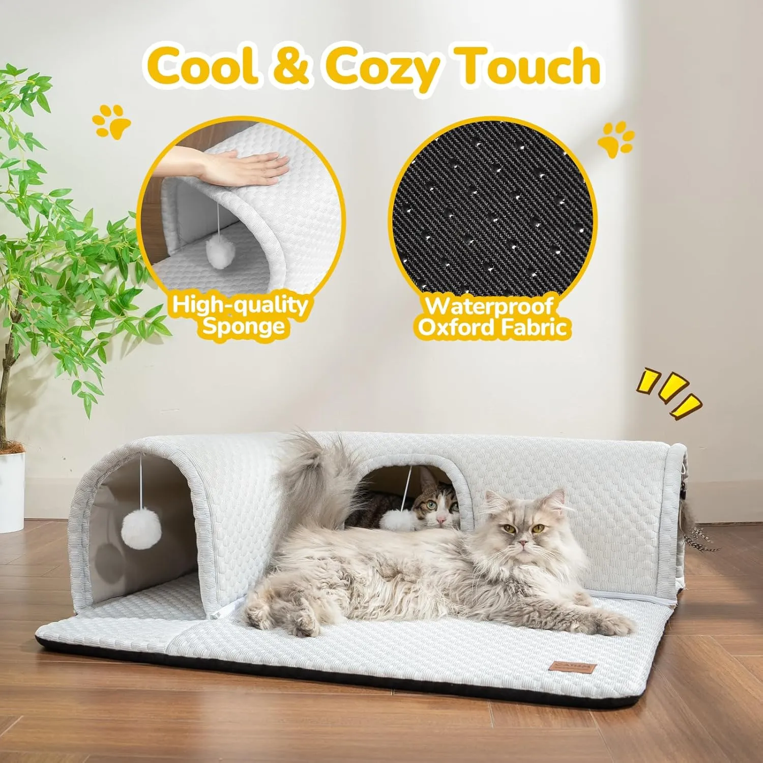CATISM Cat Tunnel, Cat Carpet Tunnel, Cat Tunnels for Indoor Cats, Cat Tunnel Rug, Detachable Cat Tunnel, Cat Bed Tunnel, Cat Tube for Cats