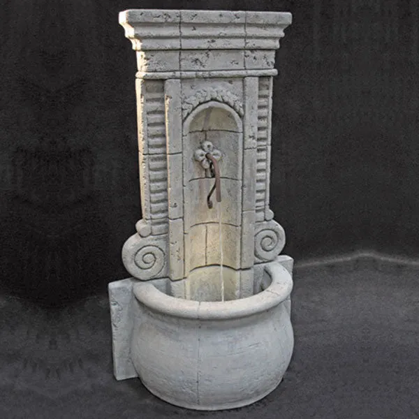 Champagne Wall Fountain, Tall Fiore Stone