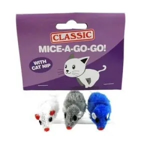 Classic Furry Fluffy Mice 3pc 50mm - Pack of 6