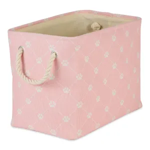 Collapsible Pet Storage Collapsible Bin, Trellis Paw Print, Pink, Medium Round - 15x12"