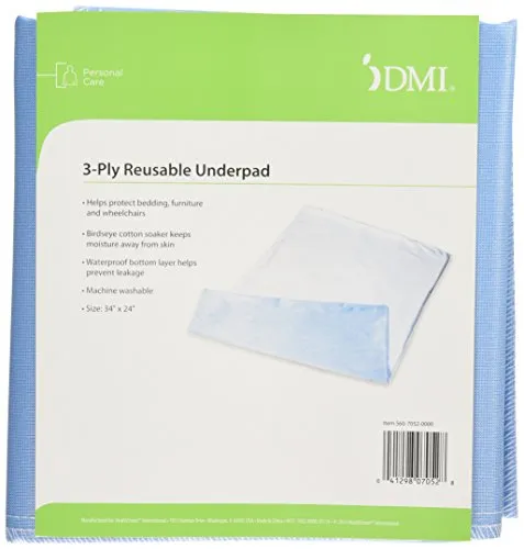 DMI Waterproof Furniture and Bed Protector Pad, 3 Ply, Reuseable, 34 x 24, Blue