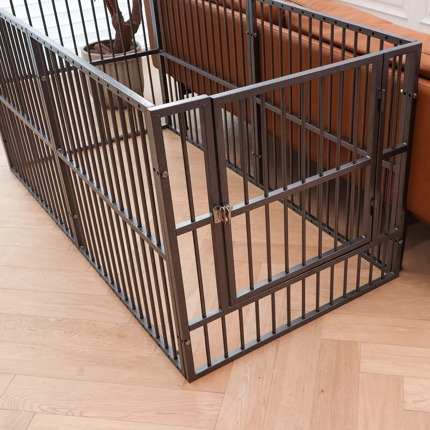 Dog Playpen - 32" Height Dog Pen, Heavy Duty Puppy Pen with Door, Safe & Sturdy, Easy Assemble for Indoor/Outdoor Pet Playpen (6 Panels with Door, Grey)