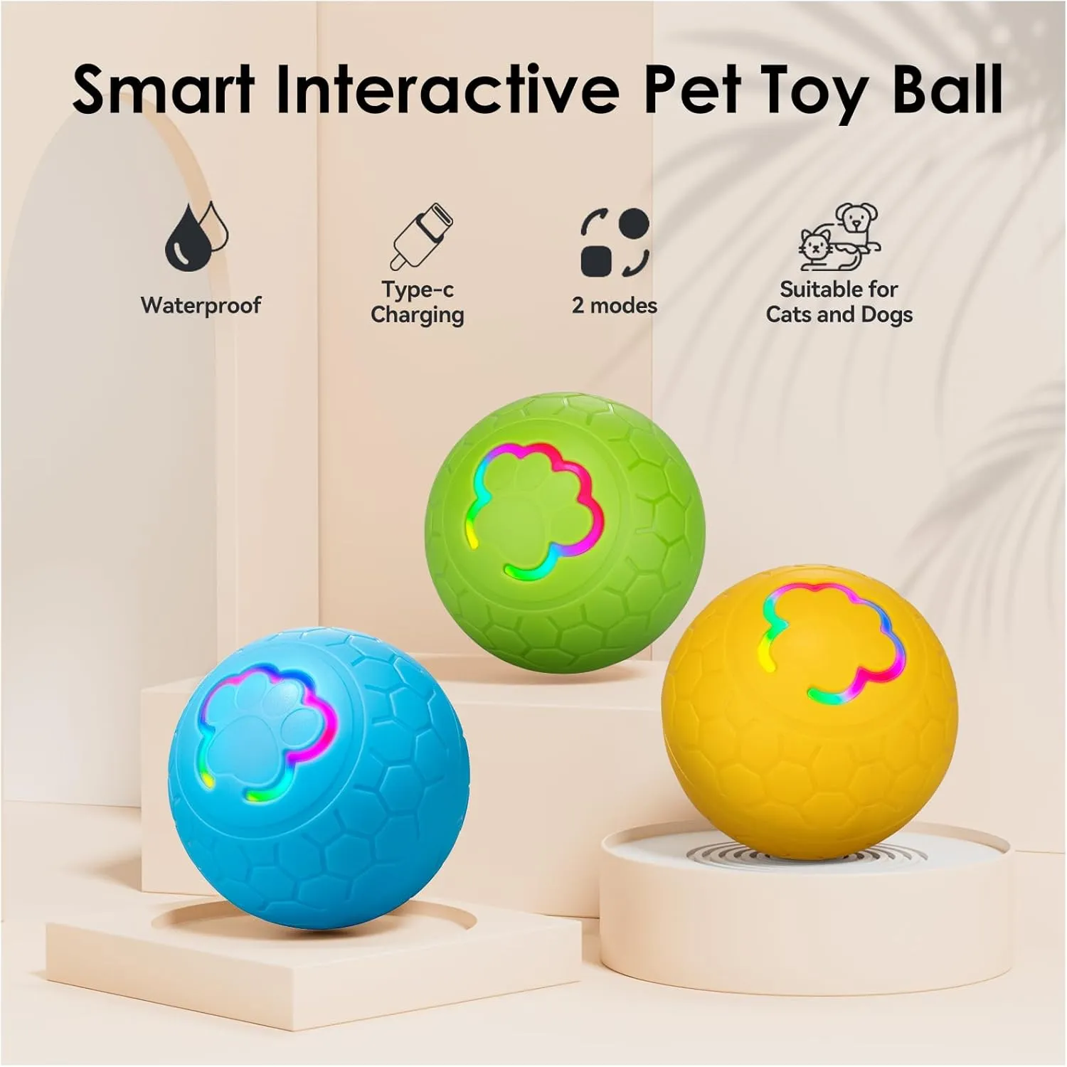 Dog Toy Balls, Interactive Toys for Puppy Small Dogs Cats, Robust self-Rolling Ball, Tough Motion Activated Automatic Moving Dog Ball Toys Indoor Outdoor, Green
