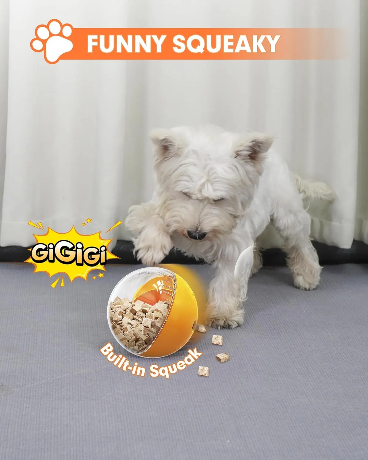 Enrichment Interactive Dog Treat Toy - Mental Stimulation for DogsMentally Stimulating Dog Toys for Boredom Busy (Orange-Beginner)