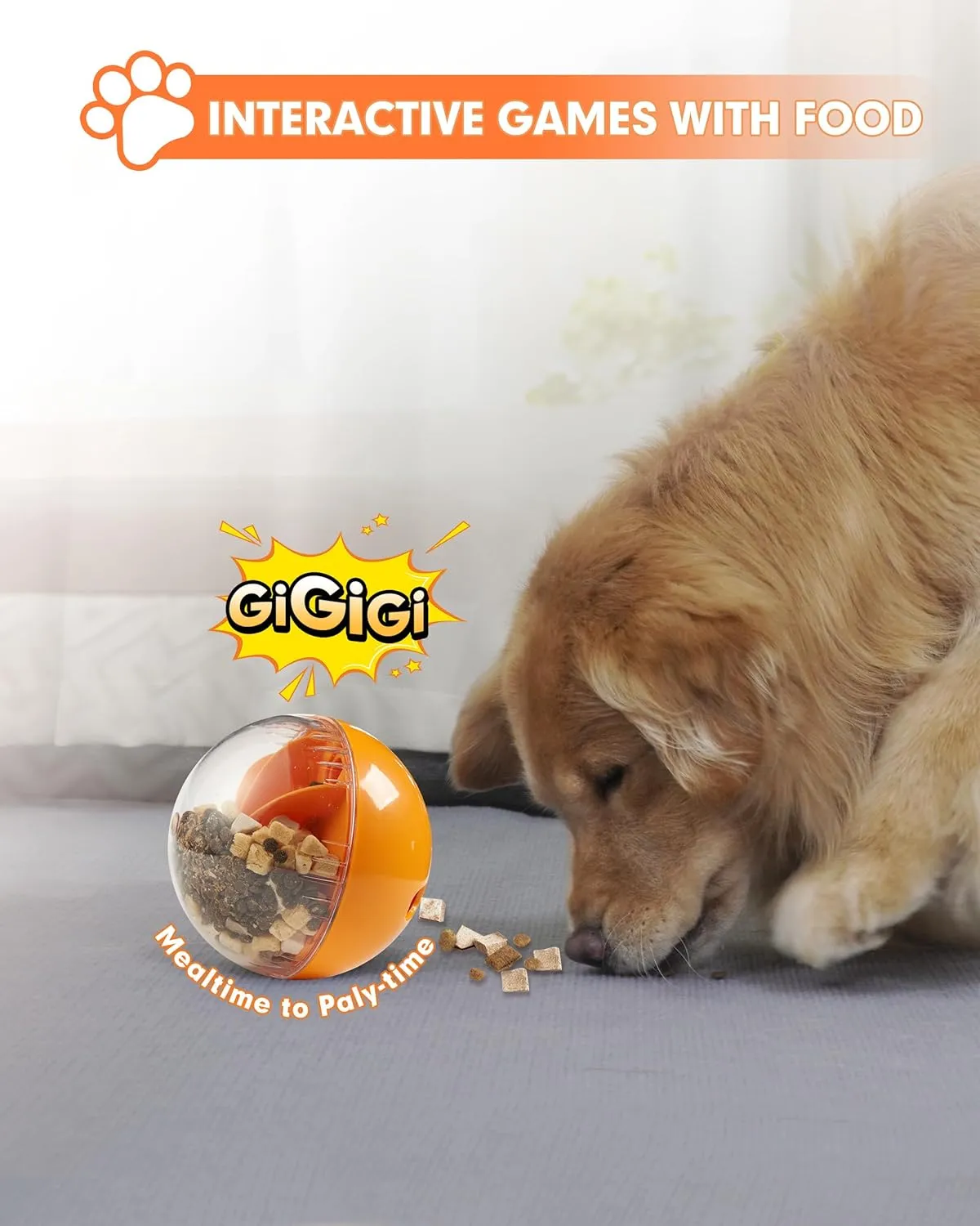 Enrichment Interactive Dog Treat Toy - Mental Stimulation for DogsMentally Stimulating Dog Toys for Boredom Busy (Orange-Beginner)
