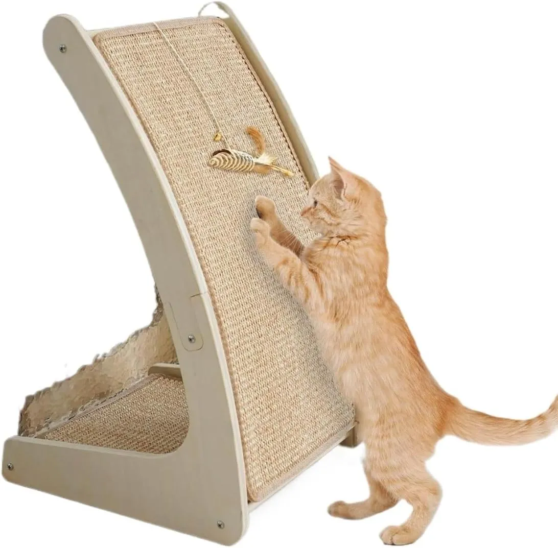 Exquisite L-Shaped Sisal Cat Scratch Pad with Catnip, Artificial Pet Scratch Board, Suitable for Indoor Pets Suitable for Indoor Pets(Curved Scratcher)