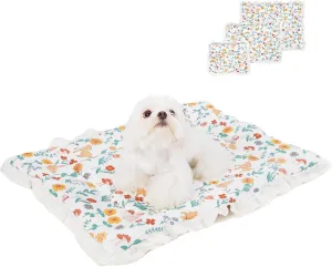 Floral Dog Dog Bed Mat Plush Kennel Pad Winter Warm Cat Sleeping Mat Anti-Slip Puppy Bed Thicken Dog Bed for Small Medium Soft Comfy Green Large