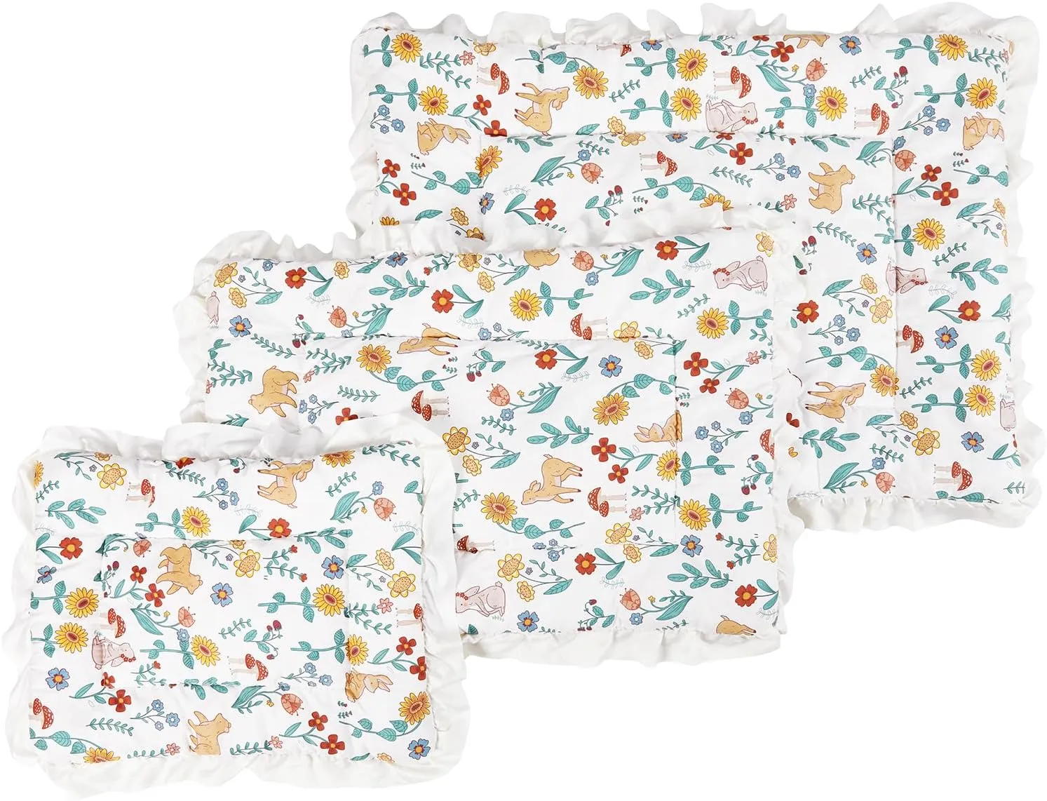 Floral Dog Dog Bed Mat Plush Kennel Pad Winter Warm Cat Sleeping Mat Anti-Slip Puppy Bed Thicken Dog Bed for Small Medium Soft Comfy Green Large