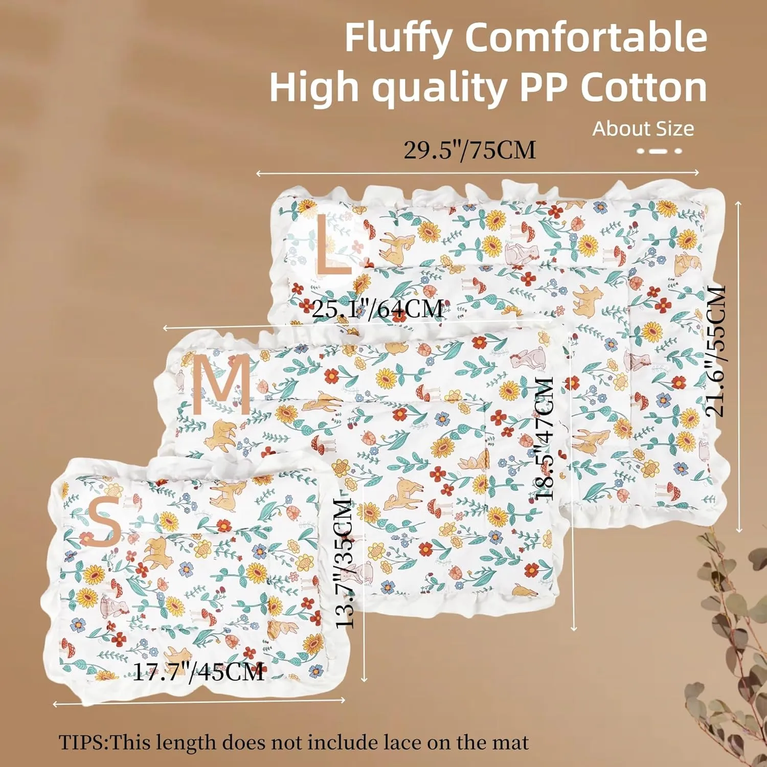 Floral Dog Dog Bed Mat Plush Kennel Pad Winter Warm Cat Sleeping Mat Anti-Slip Puppy Bed Thicken Dog Bed for Small Medium Soft Comfy Green Large