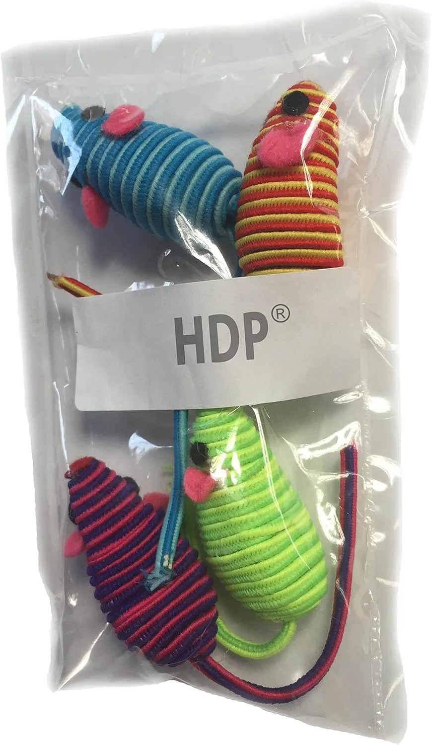 HDP Hypno Mice: Cat Toy, Pack of 16, Original, Multicolor, 3 Inches, Interactive, Striped, Swirled, Bouncy with Internal Rattles