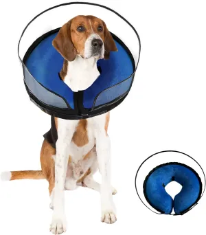 Inflatable Dog Cone Collar-Enhanced Anti-Licking Protective Cone with Adjustable Strap-Soft Dog Donut Collar Recovery Cone for Pets After Surgery(Blue, XL)