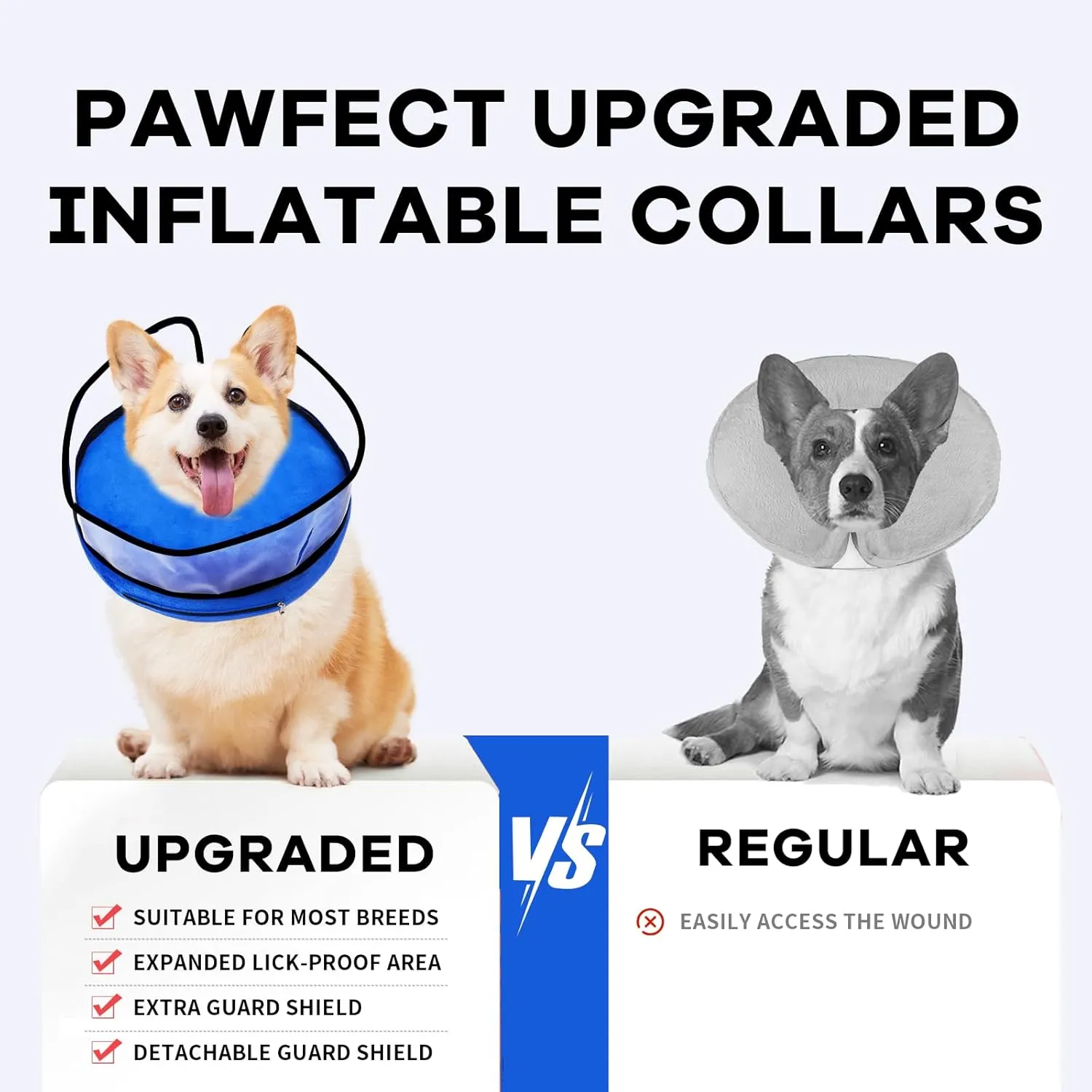 Inflatable Dog Cone Collar-Enhanced Anti-Licking Protective Cone with Adjustable Strap-Soft Dog Donut Collar Recovery Cone for Pets After Surgery(Blue, XL)