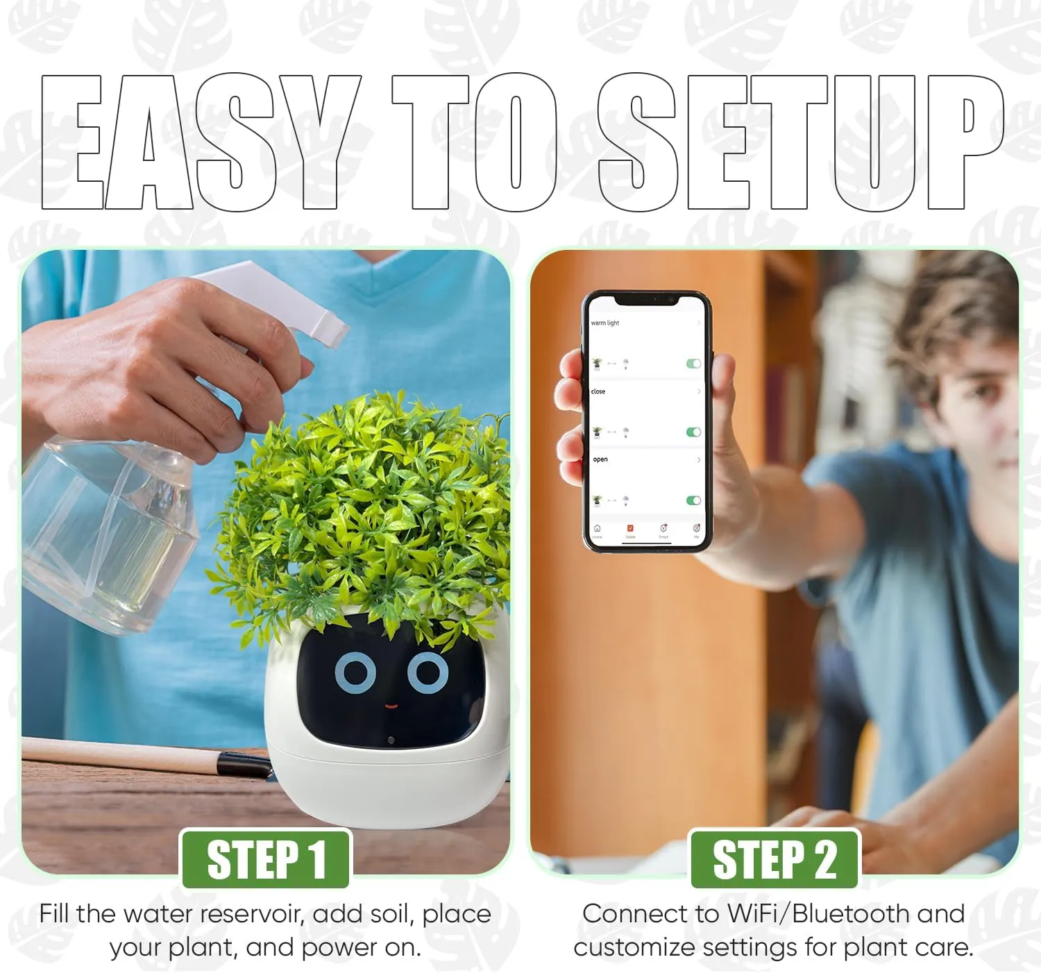 Interactive Plant Pot  Smart Planter, AI Pet Plantagotchi, tamagotchi, Leafypod and Plantiboy, Robot Flower with Feelings, Electric Maceta, Indoor Flowerpot with Water, Digital Gifts (White)