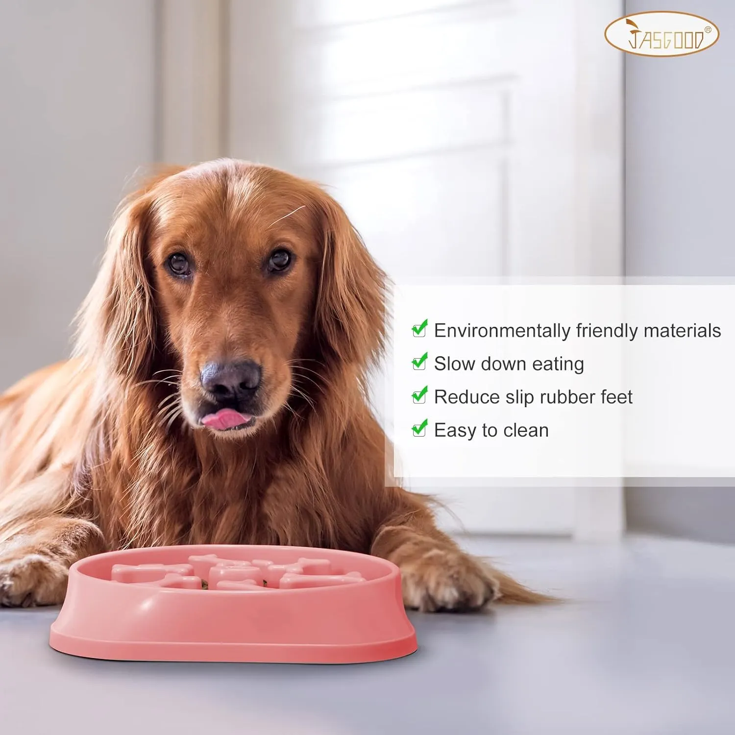 JASGOOD Large Slow Feeder Dog Bowl Slow Eating Bowl Slow Feeding Non-Slip Puzzle Bowl Dog Feeder Bowl Anti-Choking Dog Bowl, E-Pink, Large