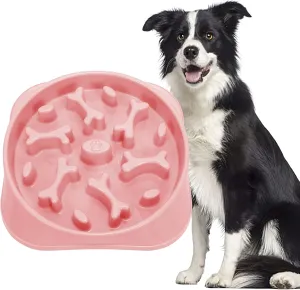 JASGOOD Large Slow Feeder Dog Bowl Slow Eating Bowl Slow Feeding Non-Slip Puzzle Bowl Dog Feeder Bowl Anti-Choking Dog Bowl, E-Pink, Large