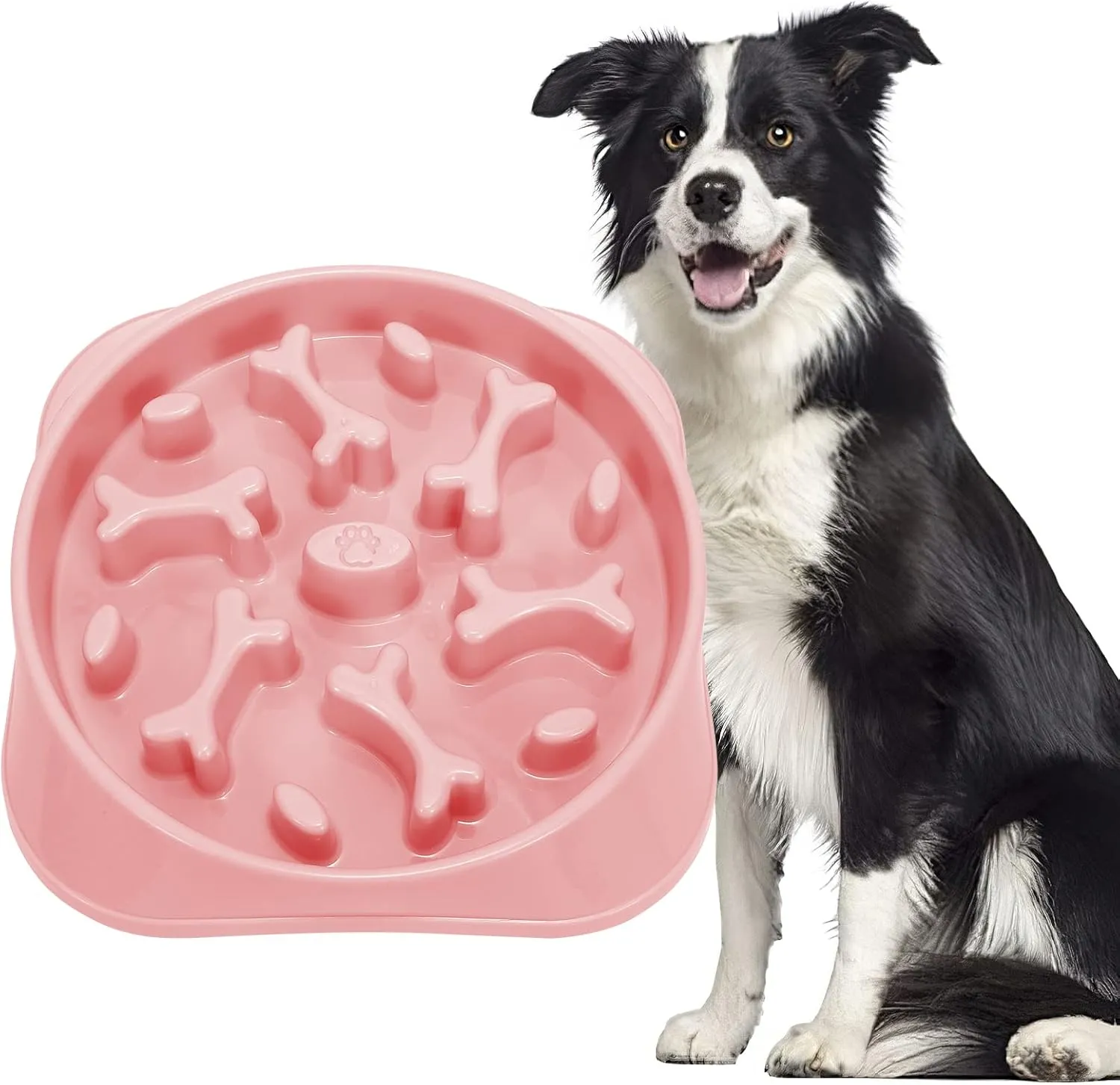 JASGOOD Large Slow Feeder Dog Bowl Slow Eating Bowl Slow Feeding Non-Slip Puzzle Bowl Dog Feeder Bowl Anti-Choking Dog Bowl, E-Pink, Large