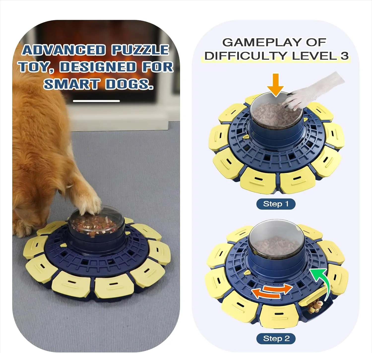 KADTC Advanced Puzzle Toys for Smart Small/Medium/Large Dog Level 3 in 1 Difficult Challenging Interactive Food Puzzles Toy Cognitive Intelligence Training Brain Mental Stimulation Mind Treat Games