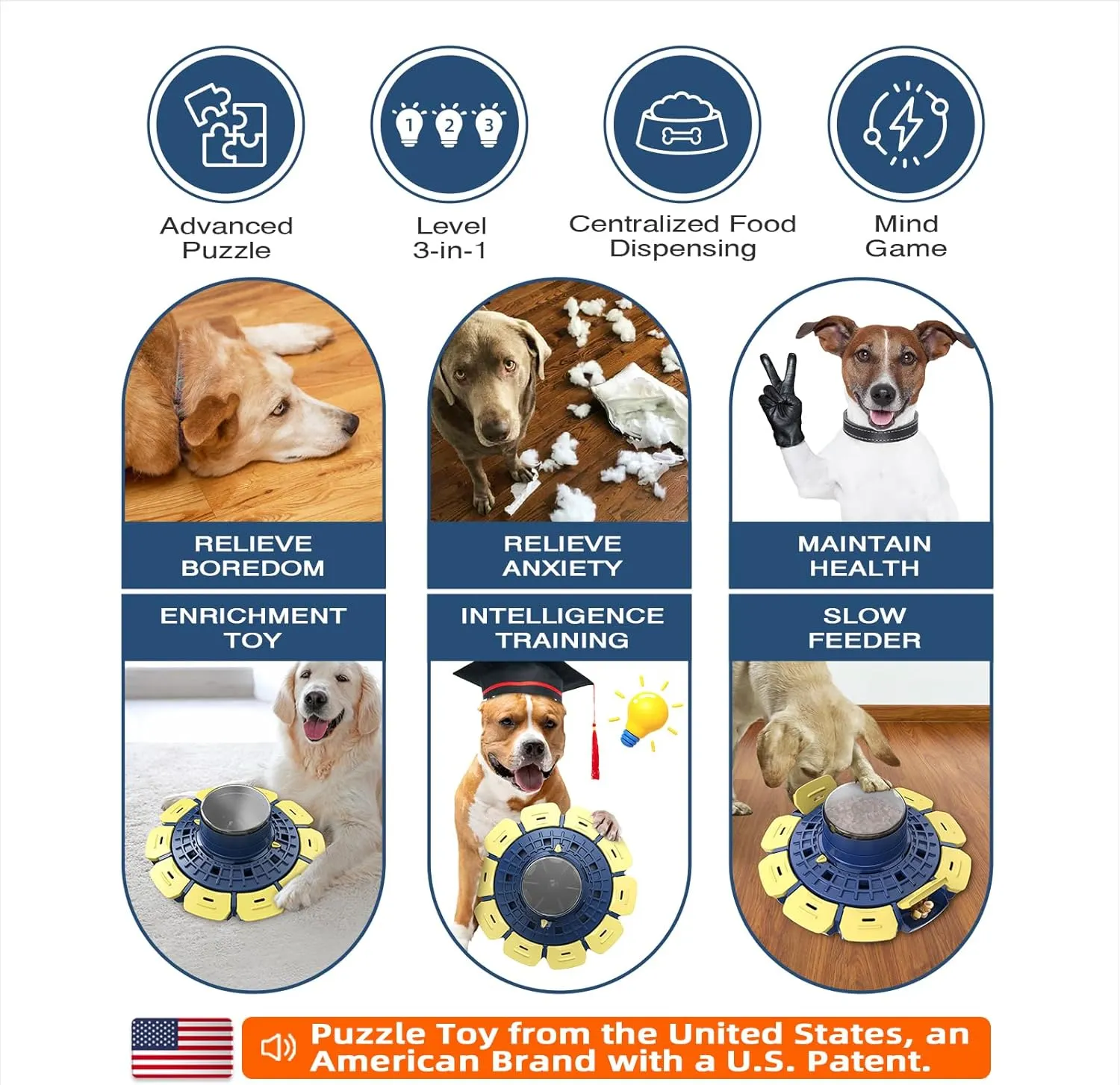 KADTC Advanced Puzzle Toys for Smart Small/Medium/Large Dog Level 3 in 1 Difficult Challenging Interactive Food Puzzles Toy Cognitive Intelligence Training Brain Mental Stimulation Mind Treat Games