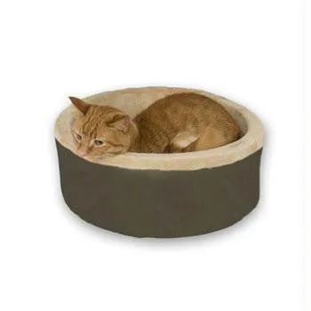 K&h Pet Products Thermo-kitty Bed Small Mocha 16" X 16" X 6"
