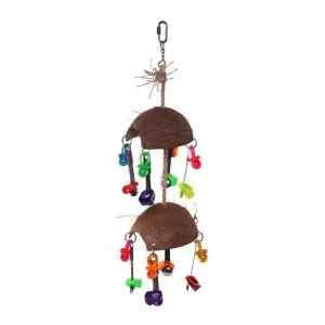 Kazoo Bird Toy Split Coconut with Toys and Spoons Large^^^