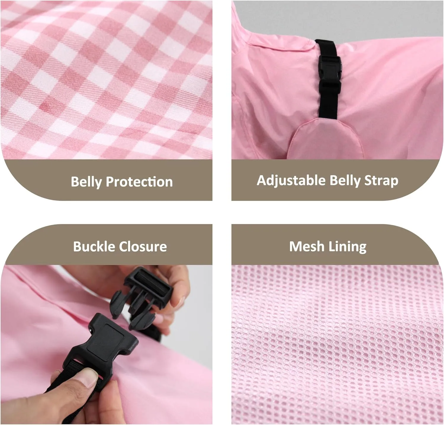 MAMORE Dog Raincoat Waterproof, Lightweight Adjustable Dog Rain Coat Hooded Poncho with Reflective Strip for Large Medium Small Dogs (Pink, Medium)